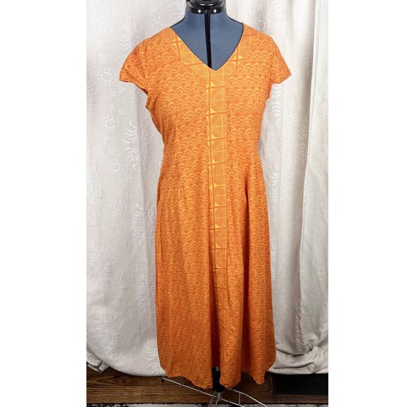 Mata Traders maxi dress orange mixed print A-line cotton boho lagenlook XL - Picture 1 of 7